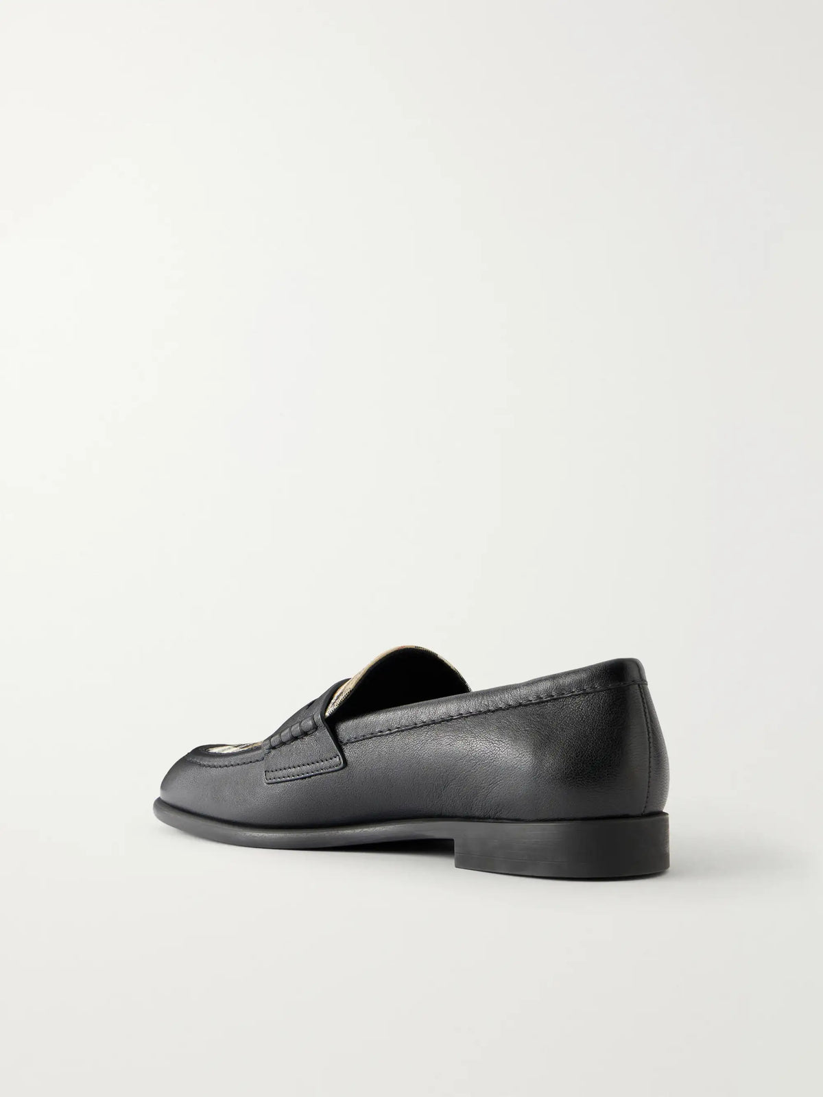 Burberry Opal Check-trimmed Leather Penny Loafer