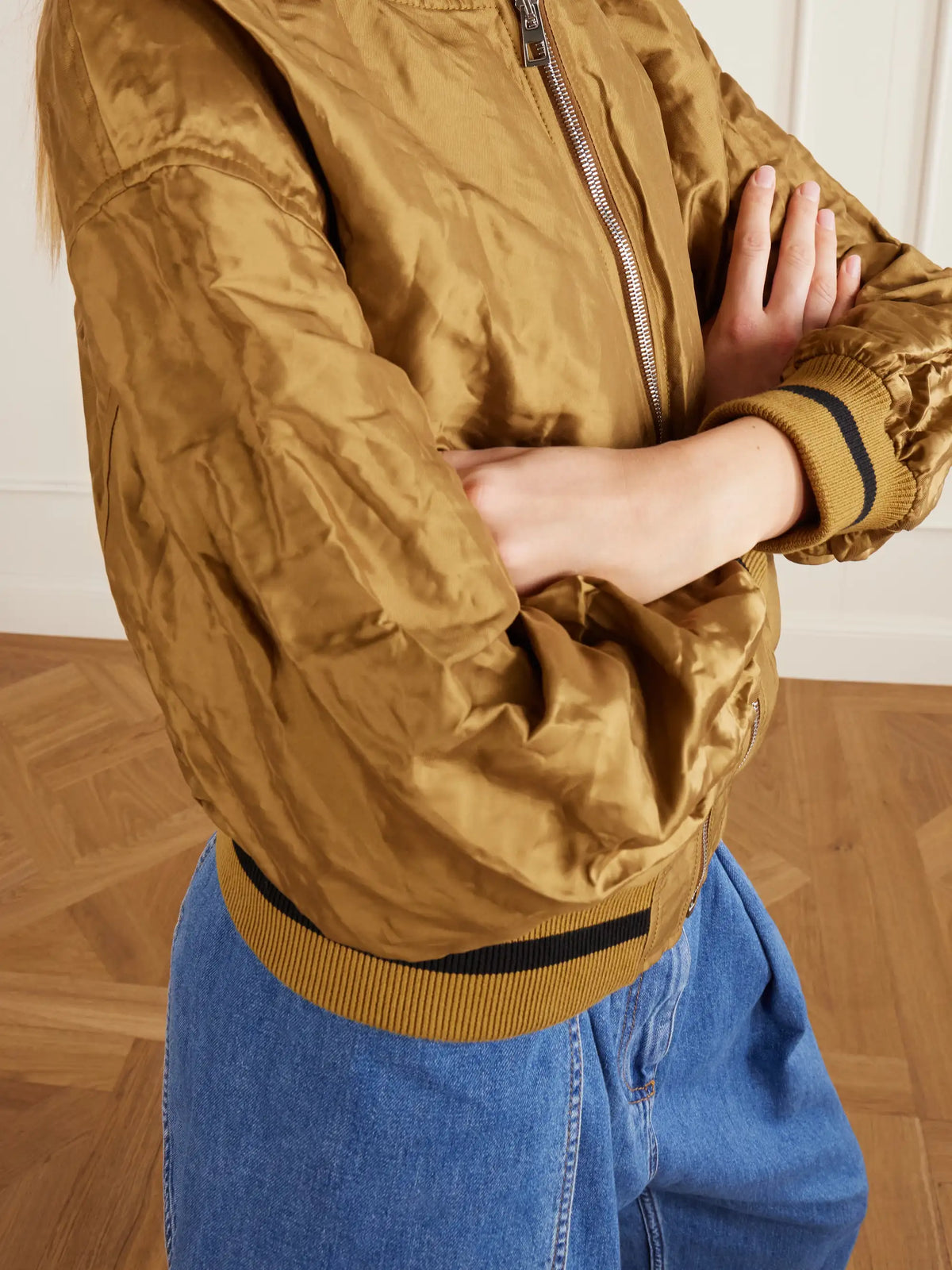 Anagram Crinkled Satin-twill Bomber Jacket
