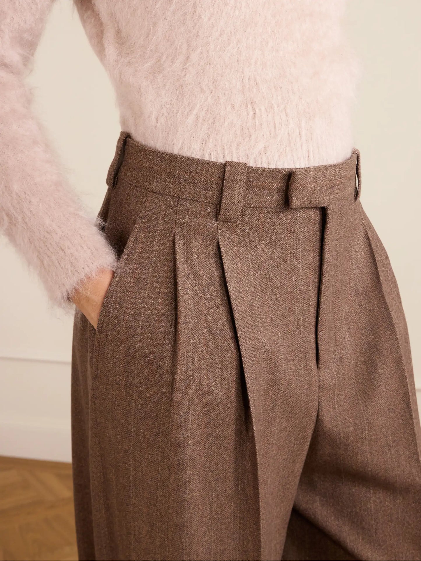 Pleated Pinstriped Wool And Cashmere-blend Wide-leg Pants