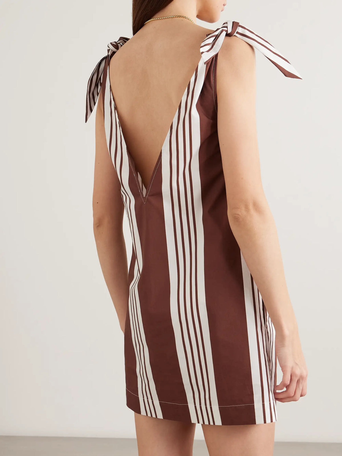 Posse Rosie Tie-detailed Striped Cotton Mini Dress