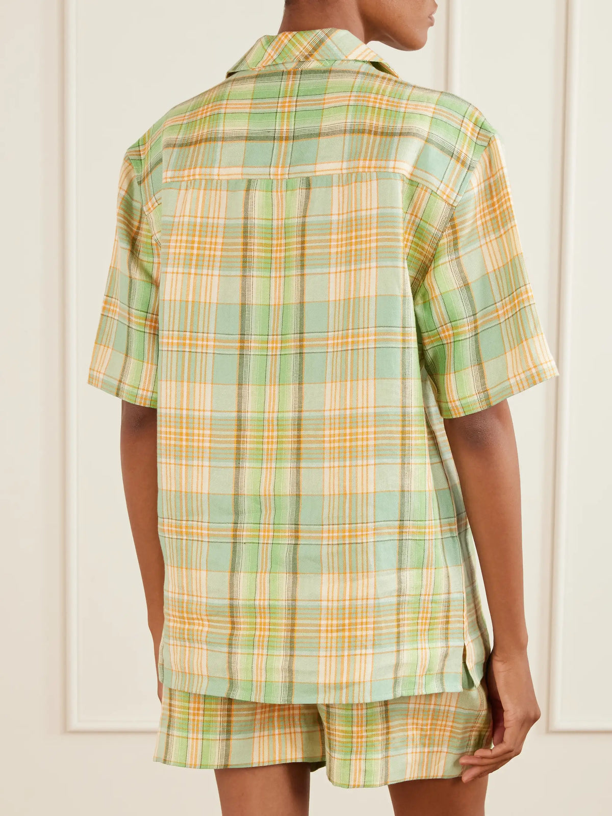 Lime Moss Checked Linen Shirt