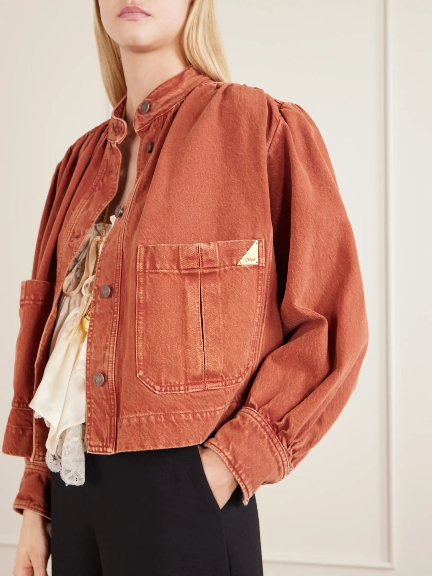 Logo-appliquéd Garment-dyed Denim Jacket