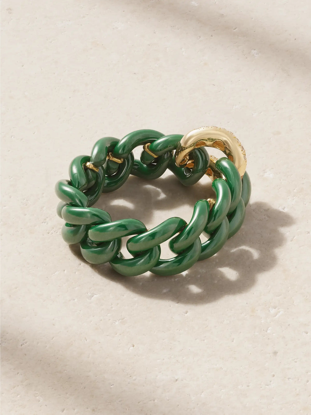 Medium Link 18-karat Gold, Diamond And Ceramic Ring