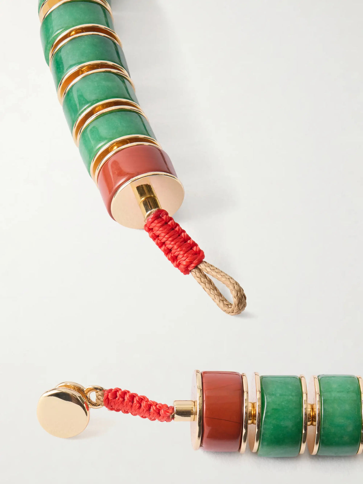The Stone Slice Gold-tone Jade And Carnelian Beaded Necklace
