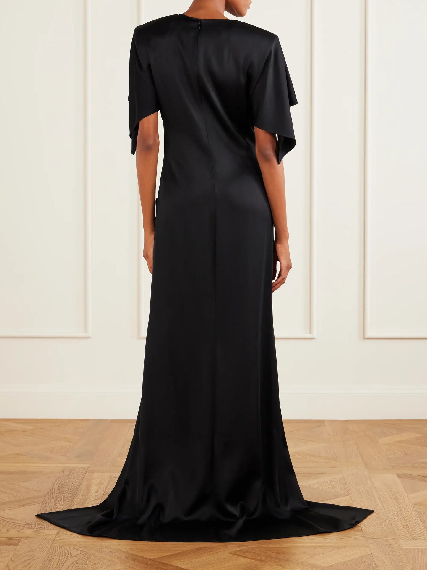 Gathered Satin Mini Dress