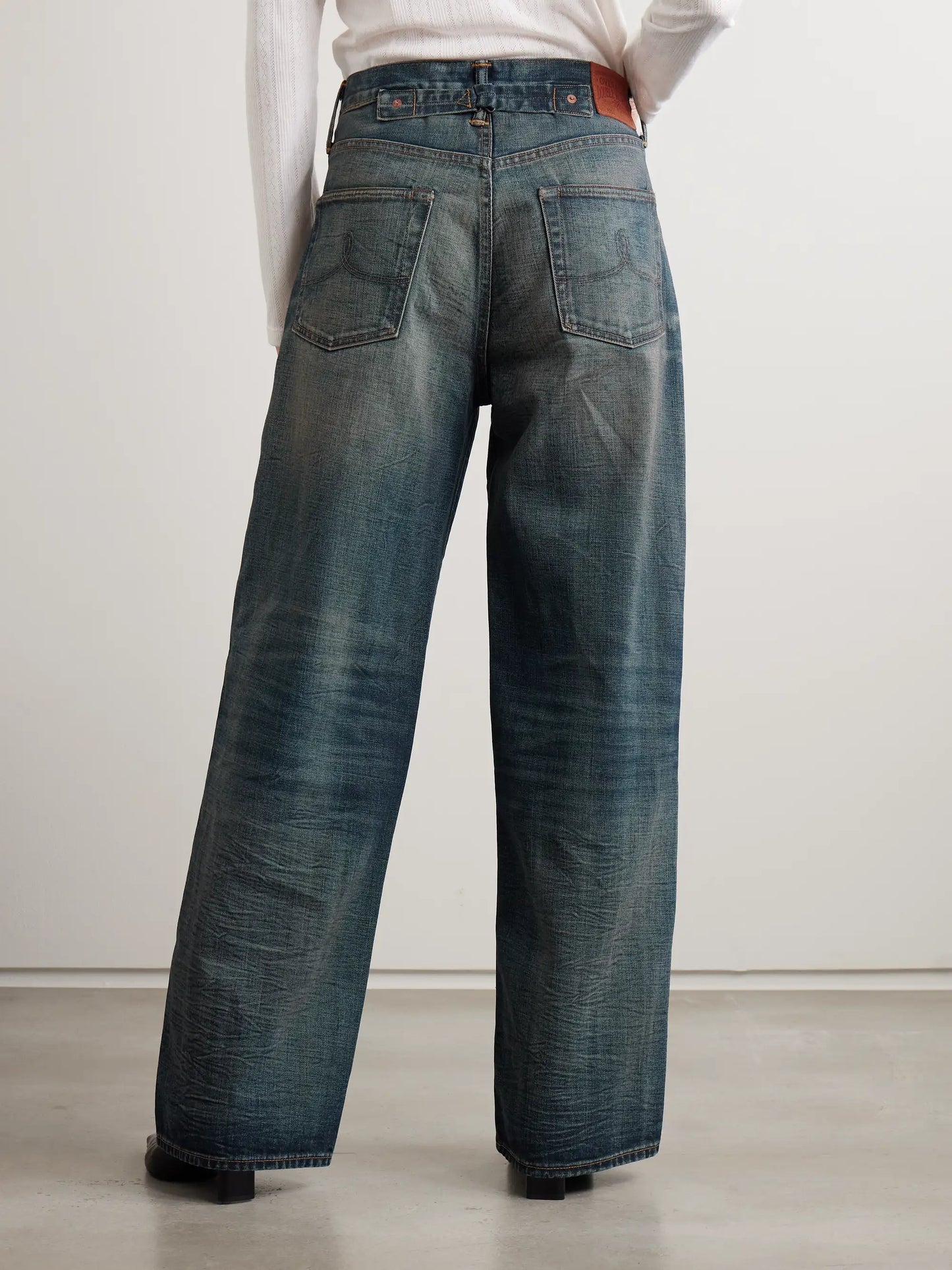 Distressed High-rise Wide-leg Jeans