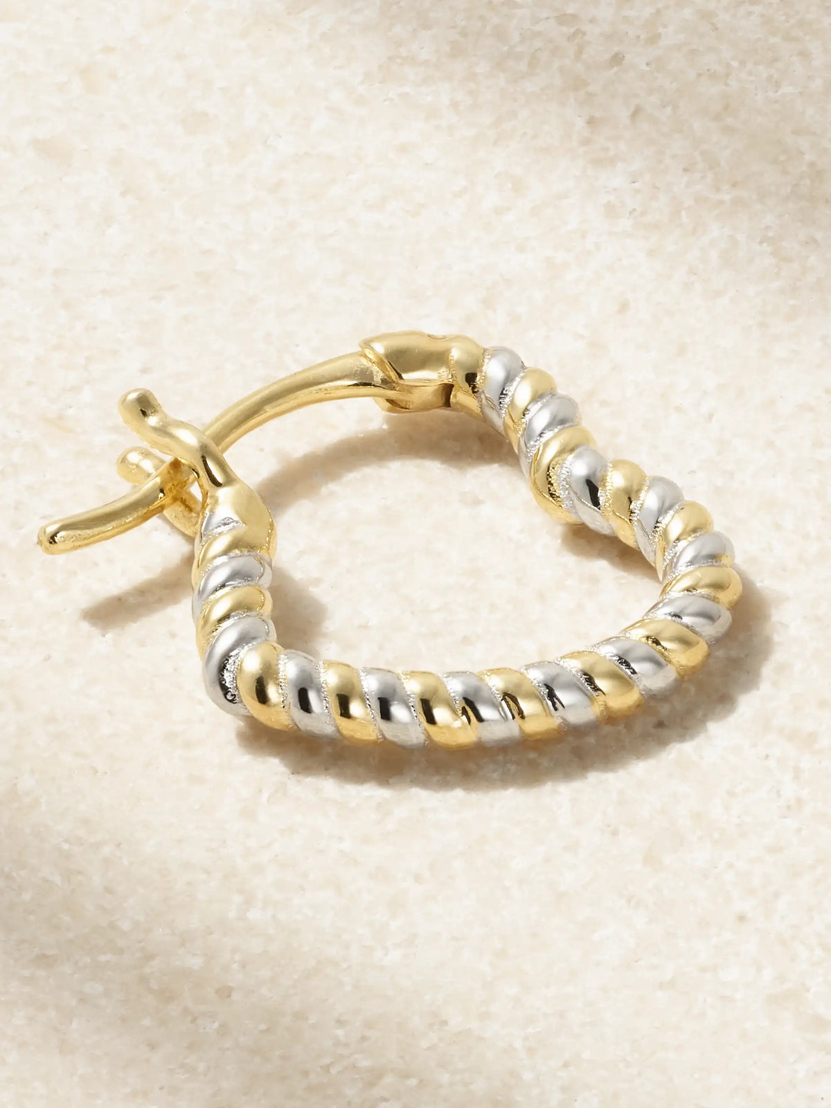 Mini Créole Coeur 9-karat Yellow And White Gold Single Hoop Earring