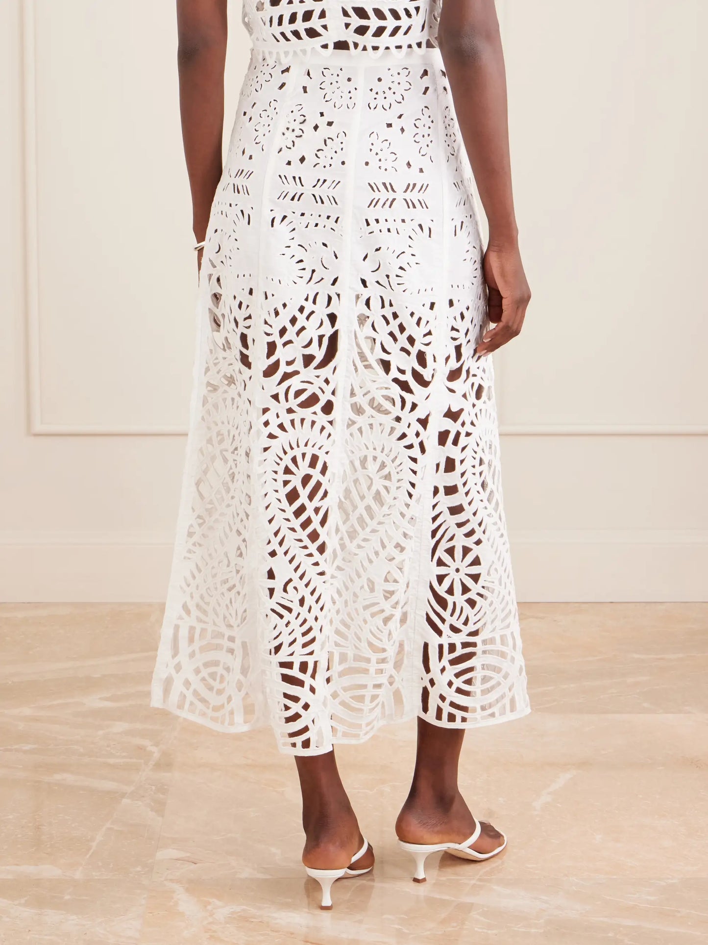 Rita Brisé Embroidered Cotton Midi Skirt