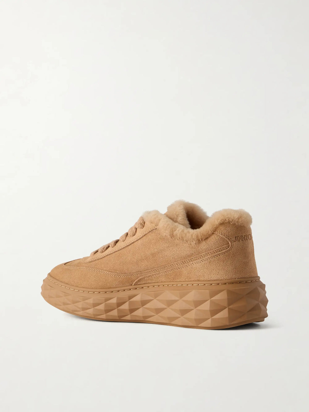 Jimmy Choo Diamond Maxi Retro Shearling-trimmed Suede Sneakers