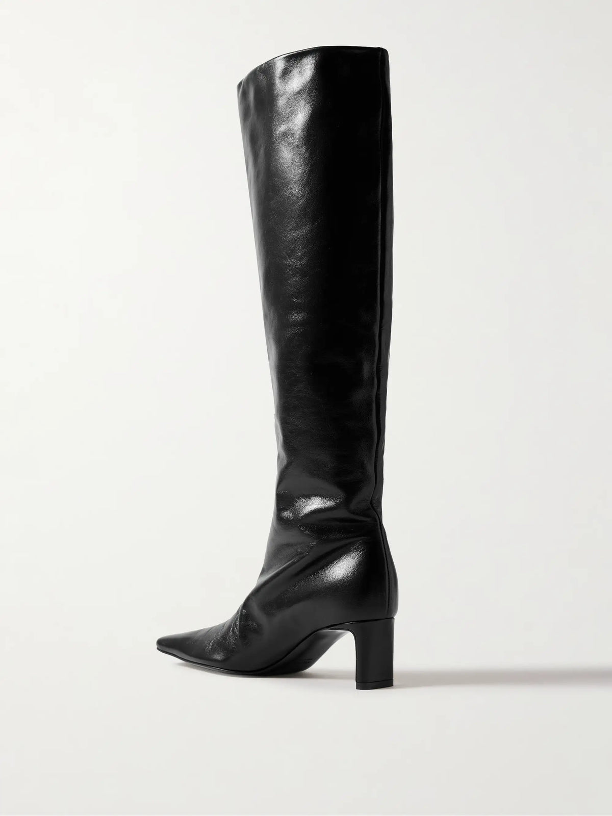 Ona Crinkled-leather Knee Boots