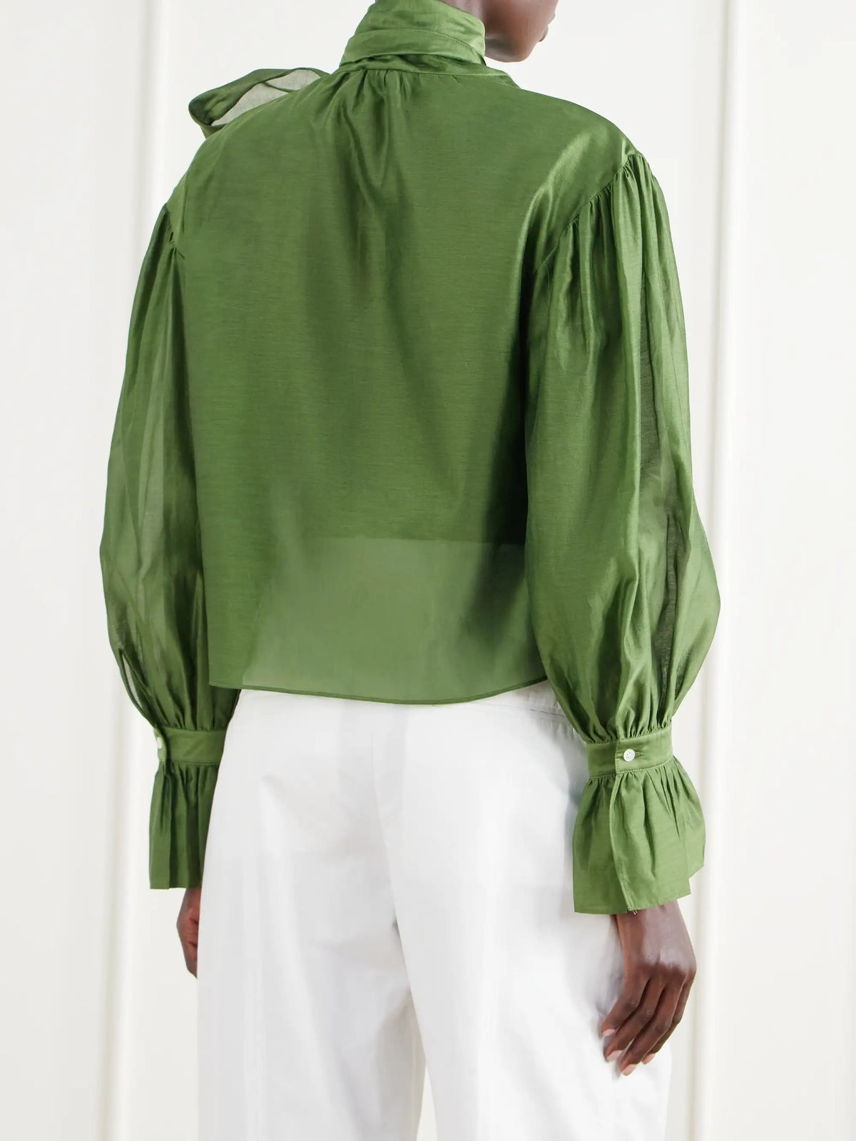 Polo Ralph Lauren Bow-detailed Asymmetric Cotton And Silk-blend Organdy Blouse