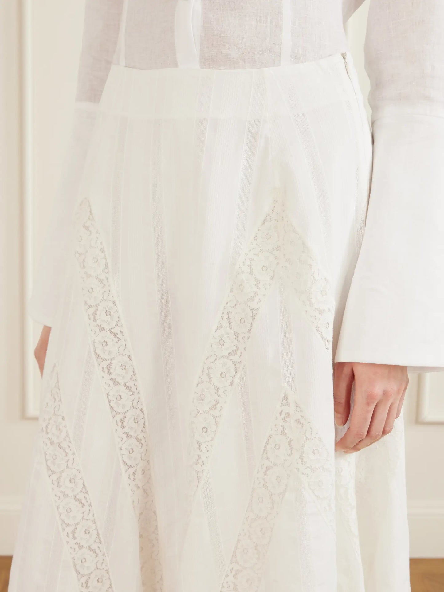 Vieste Lace-trimmed Cotton-muslin Maxi Skirt