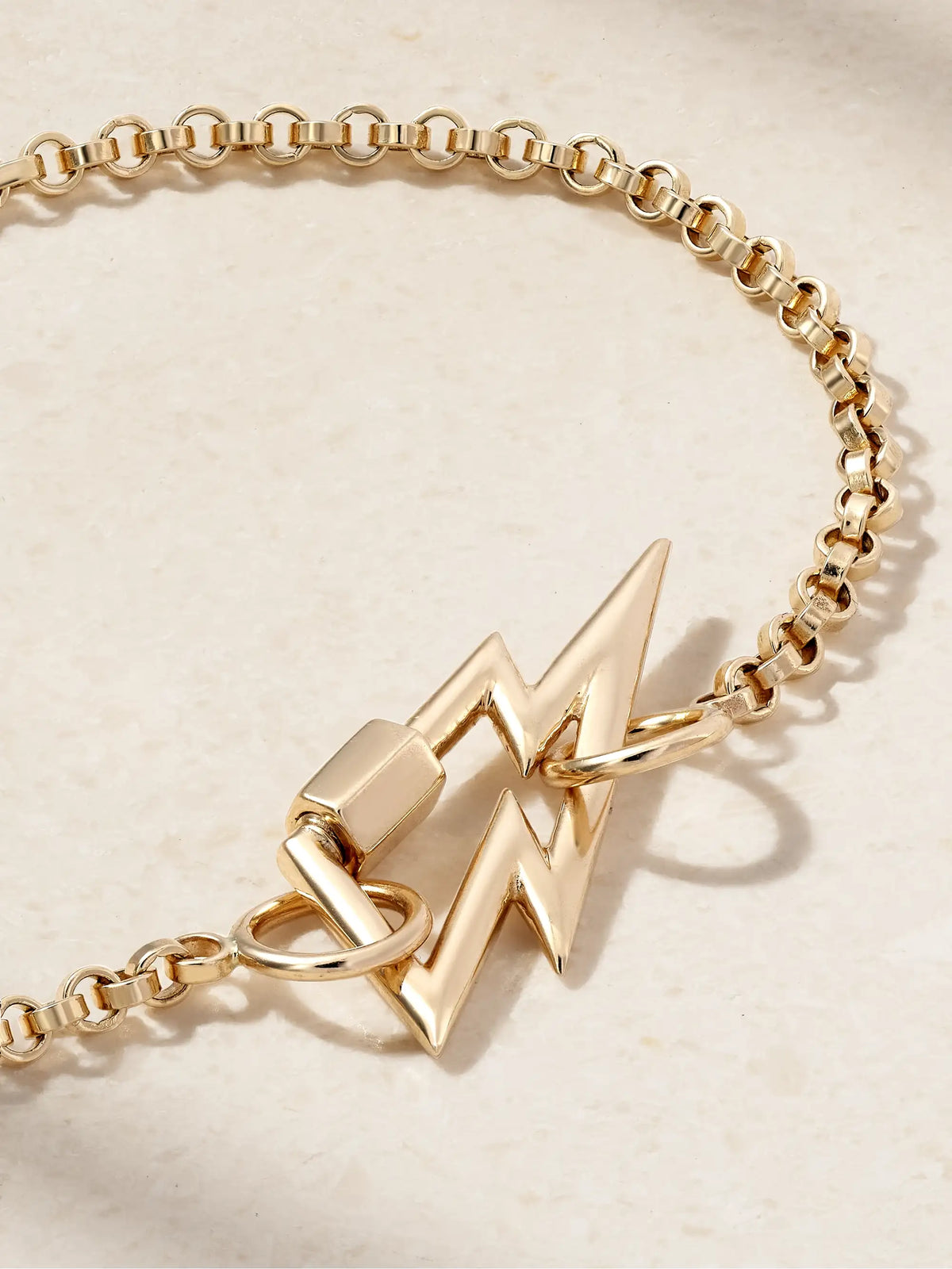 Bolt Lock + Rolo Chain 14-karat Gold Bracelet