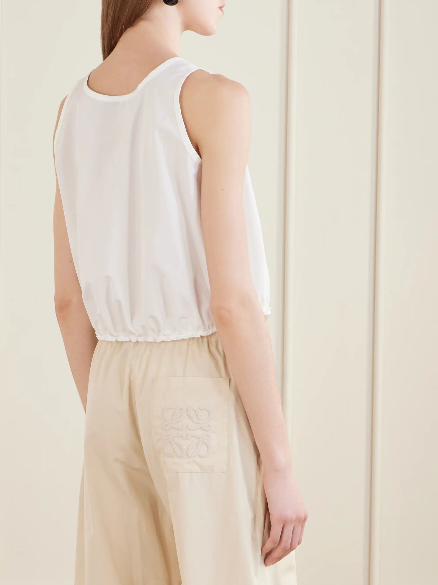 + Paula's Ibiza Anagram Appliquéd Cotton-popeline Top