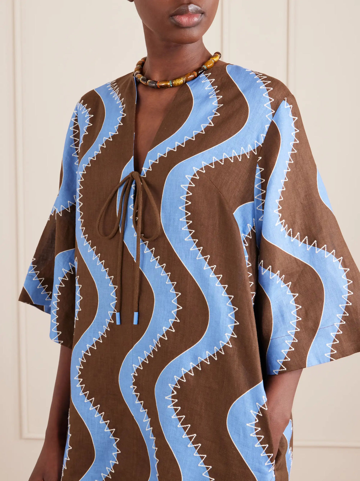 ALÉMAIS Frankie Printed Embroidered Linen Mini Dress