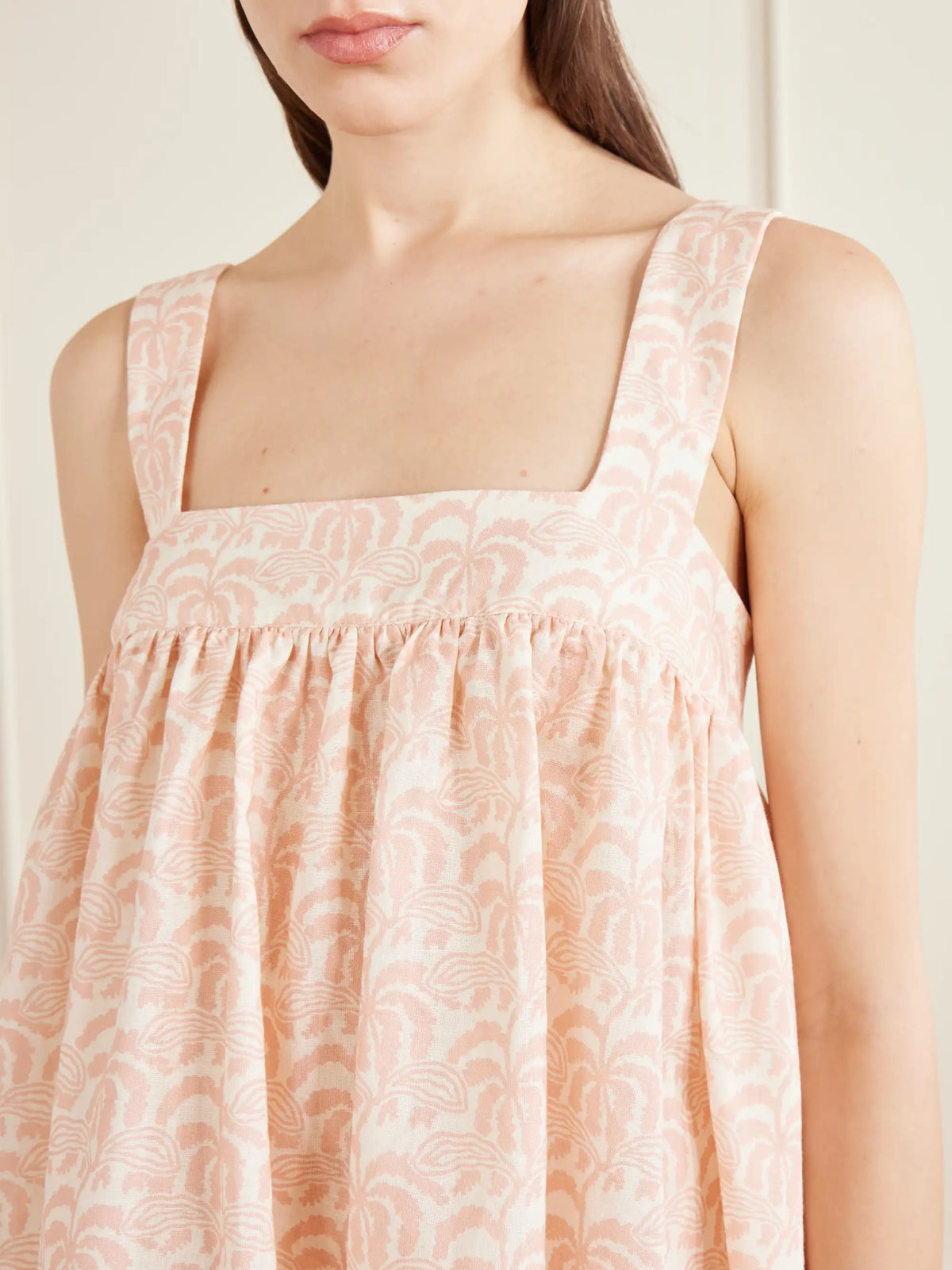 Matteau Babydoll Printed Linen And Cotton-blend Mini Dress