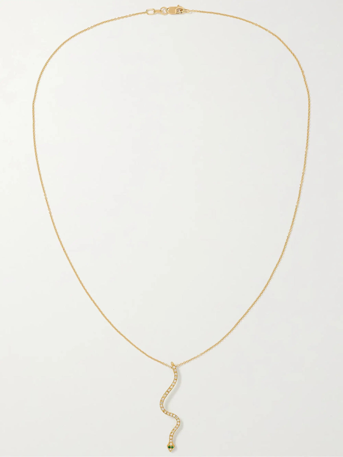 Lucky Snake 18-karat Gold, Diamond And Tsavorite Necklace