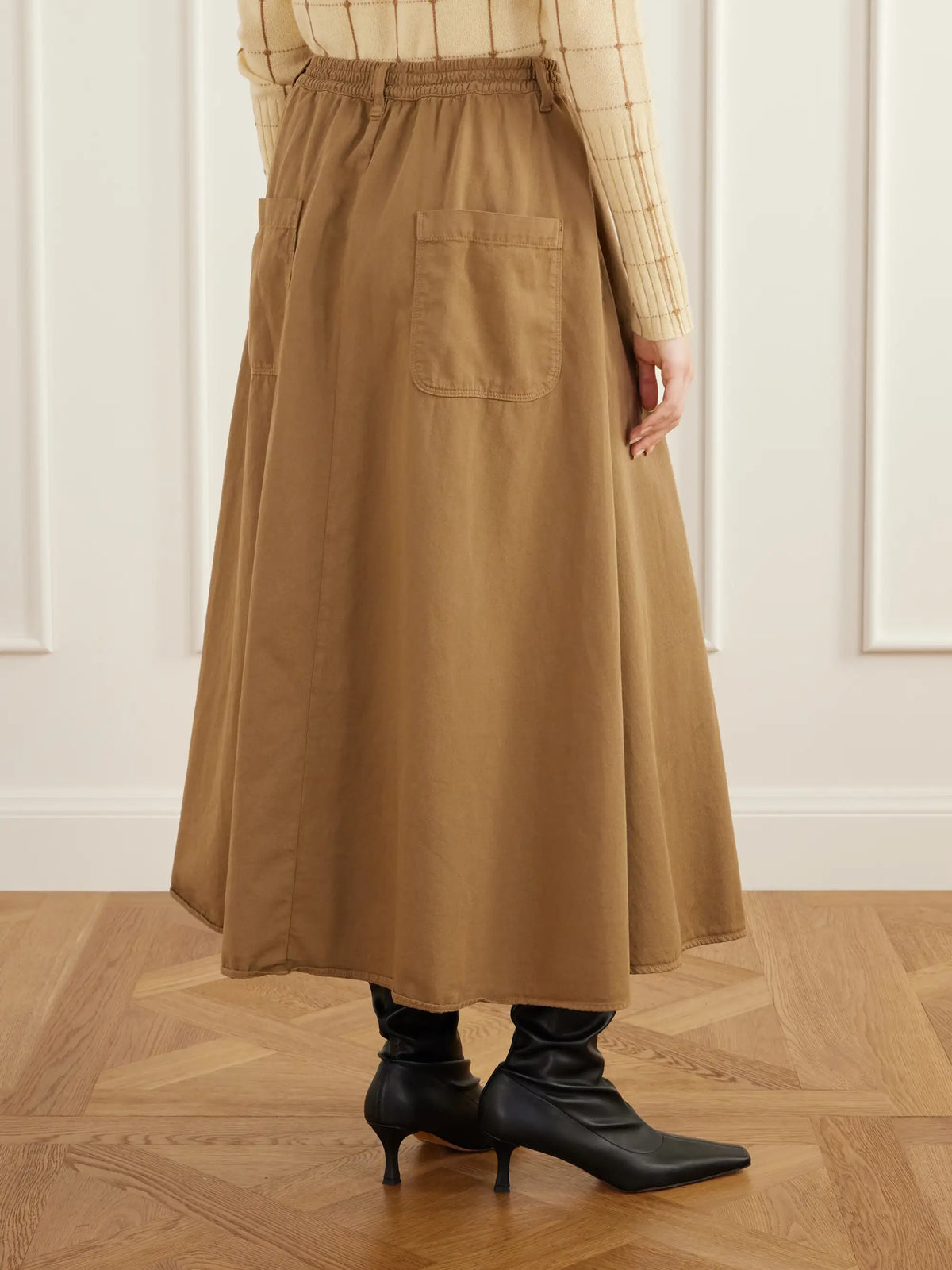 Jamie Haller The Venetian Pleated Cotton-twill Midi Skirt