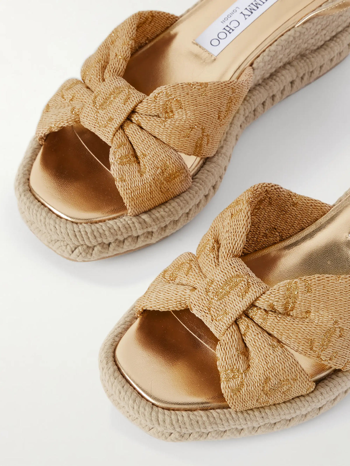 Aella 60 Raffia-jacquard And Leather Wedge Sandals