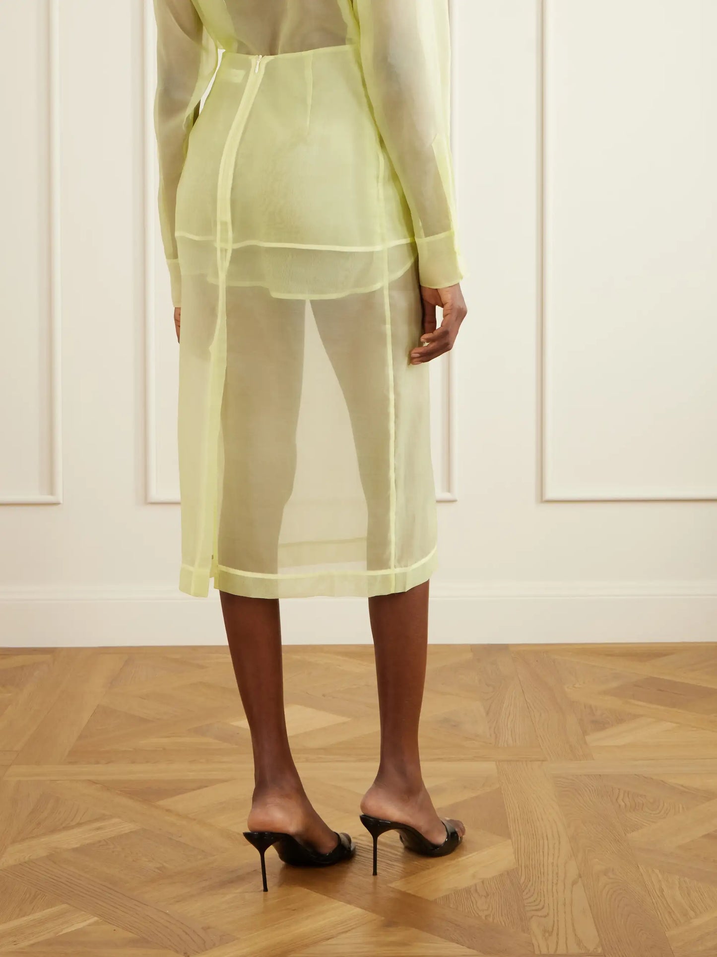 Peri Sheer Silk-blend Midi Skirt