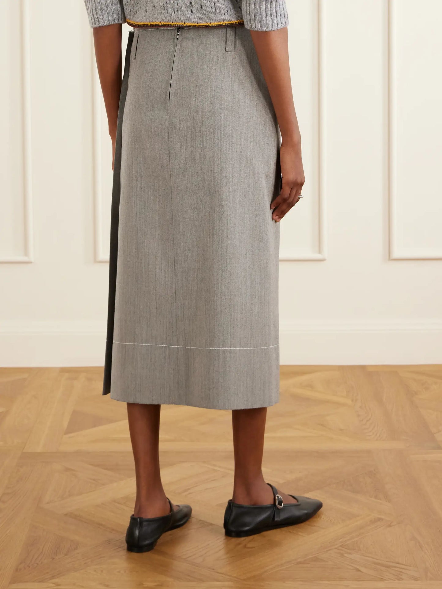 Pleated Virgin-wool Midi Skirt