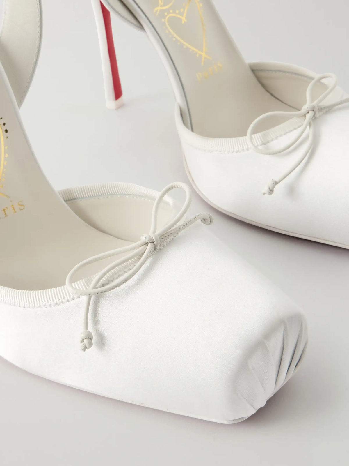 Cassia Lace Up 100 Crepe Satin Squared Toe Ballerina Pump
