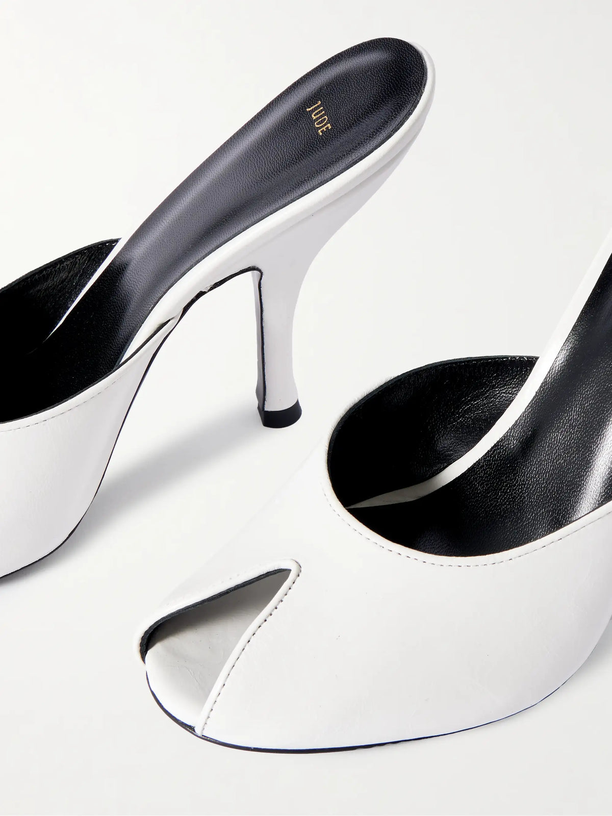 Date Cutout Leather Mules
