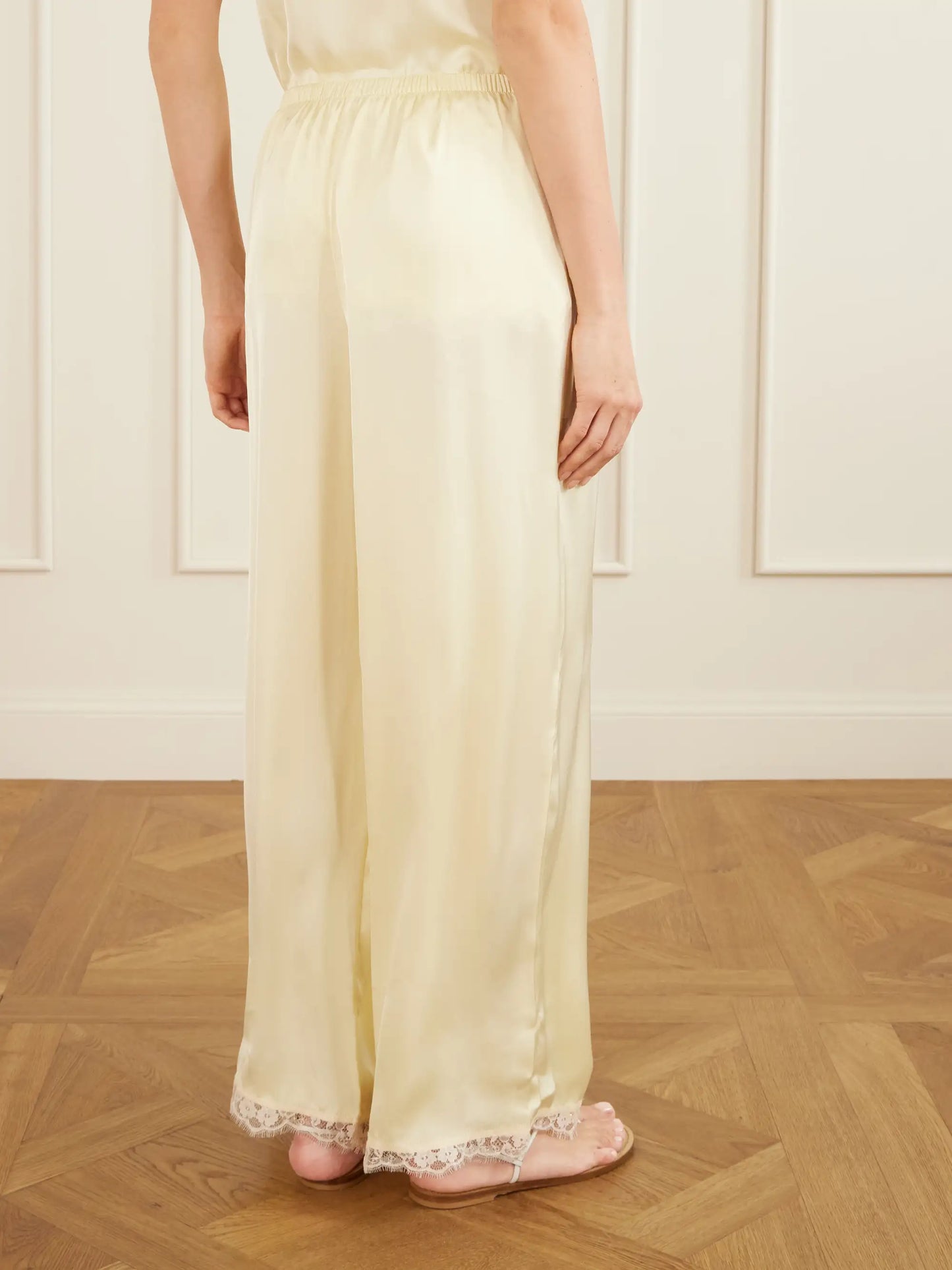 Adnina Lace-trimmed Recycled-satin Wide-leg Pants