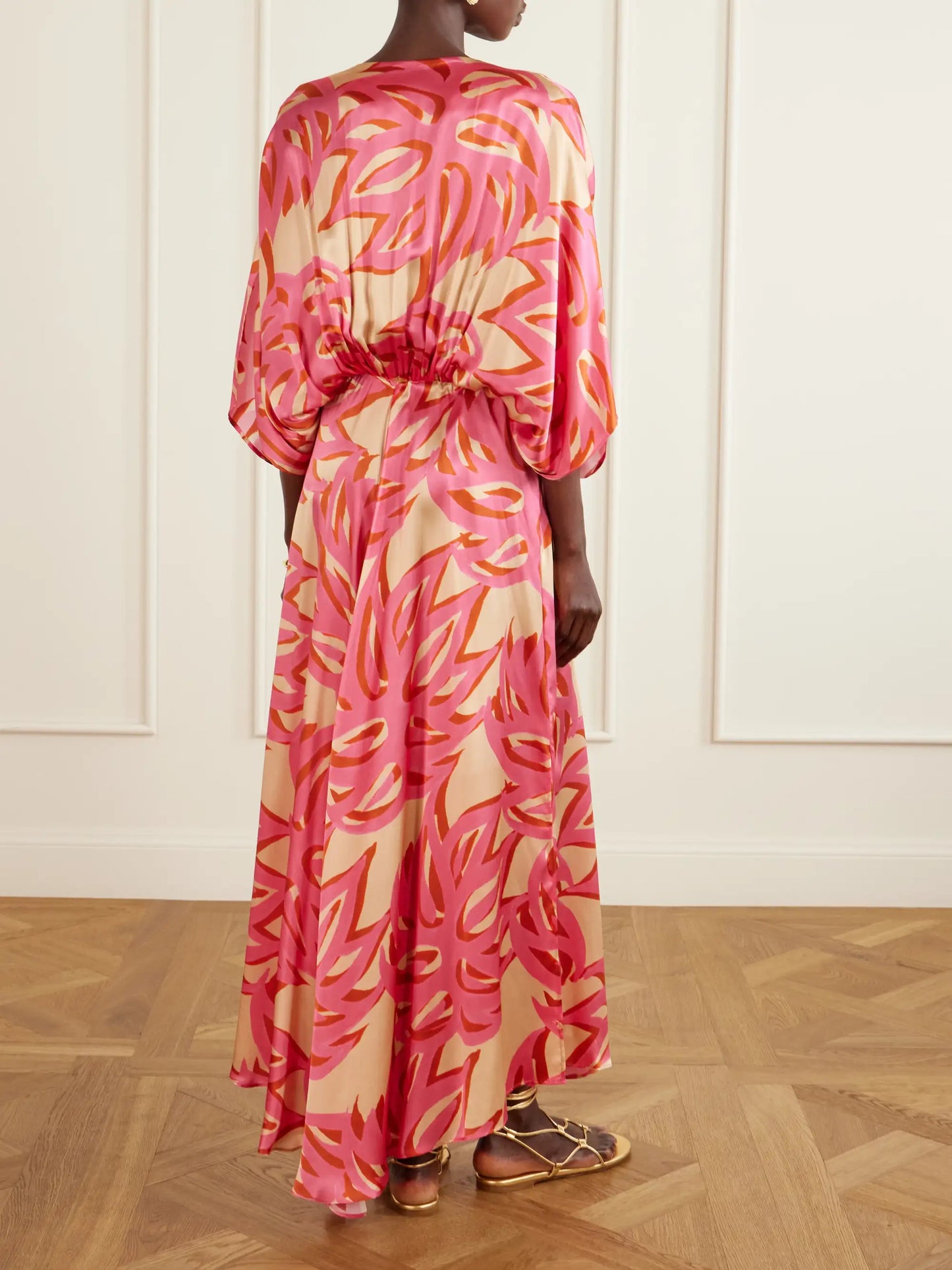 Ismene Printed Silk-satin Maxi Dress