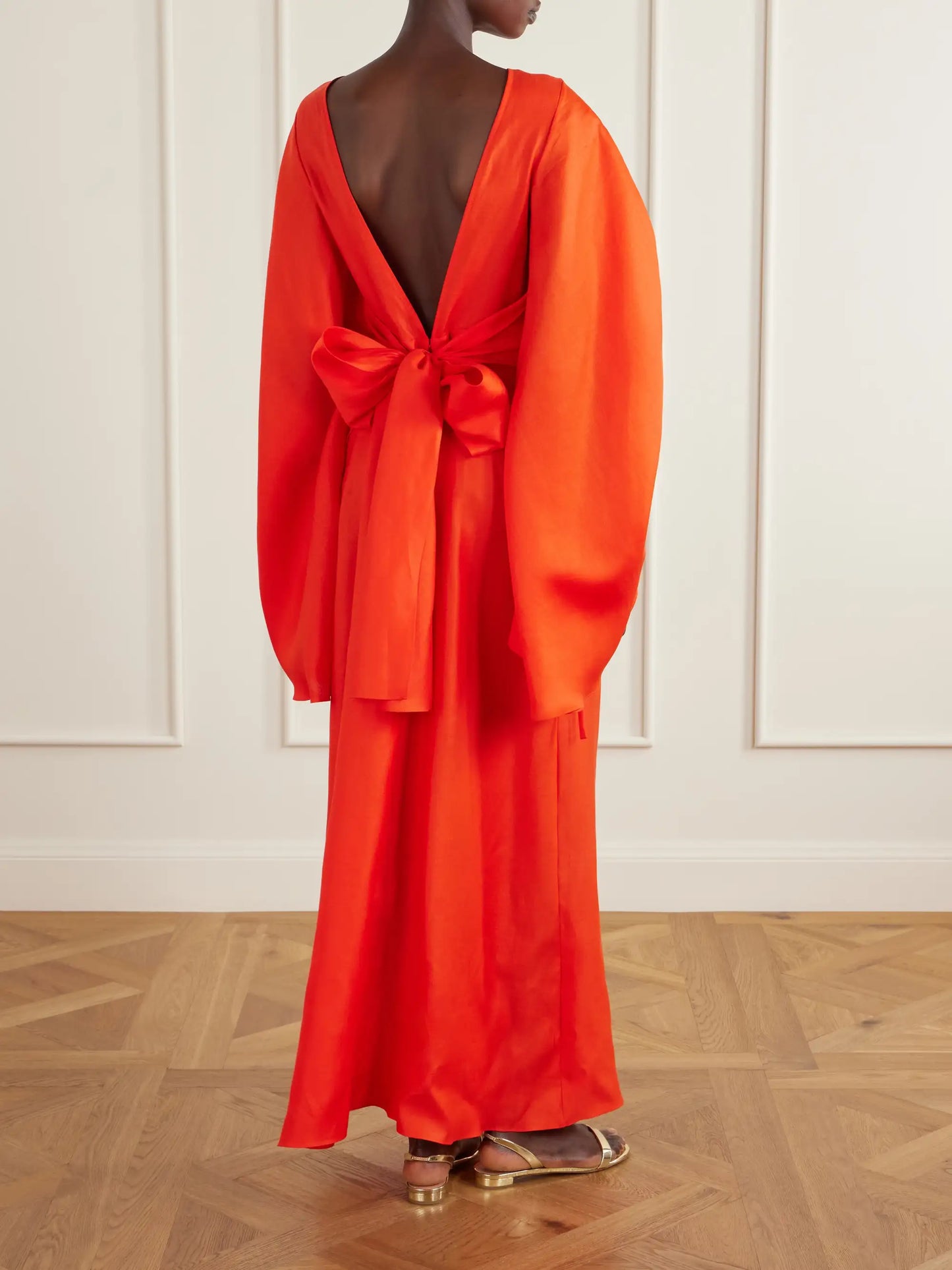 Gathered Ramie Organza Gown