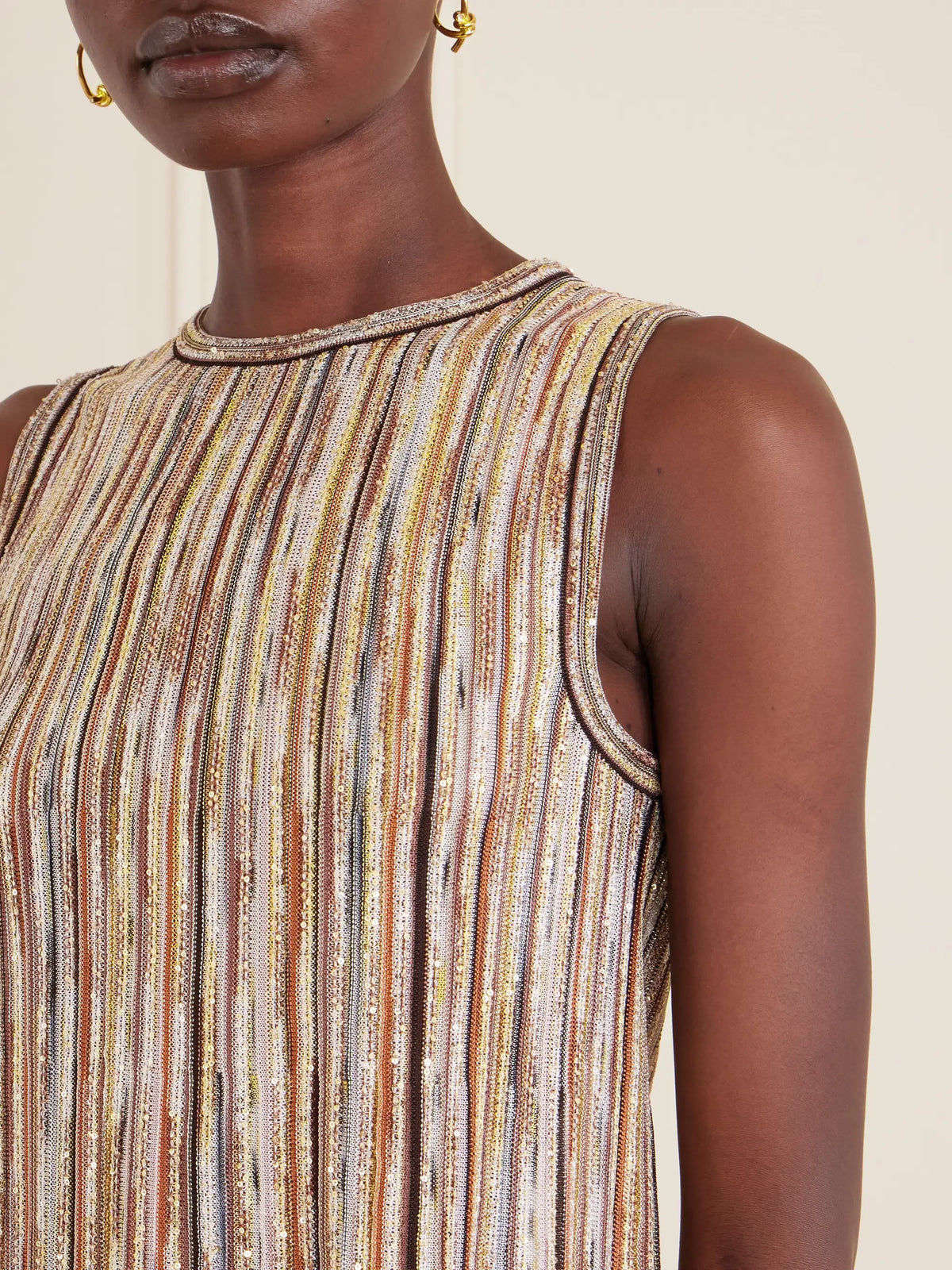 Mare Sequined Metallic Striped Crochet-knit Tank