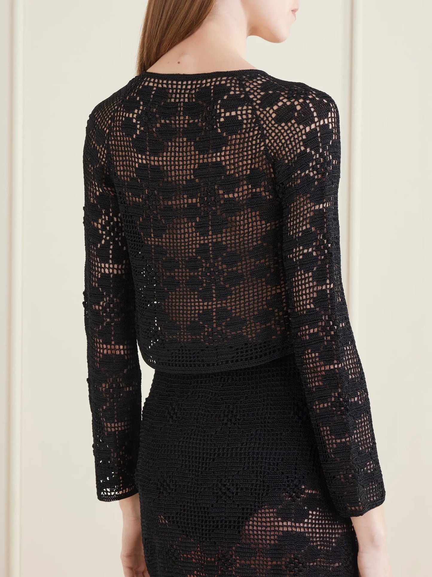 Daisy Chain Cropped Crocheted Cardigan