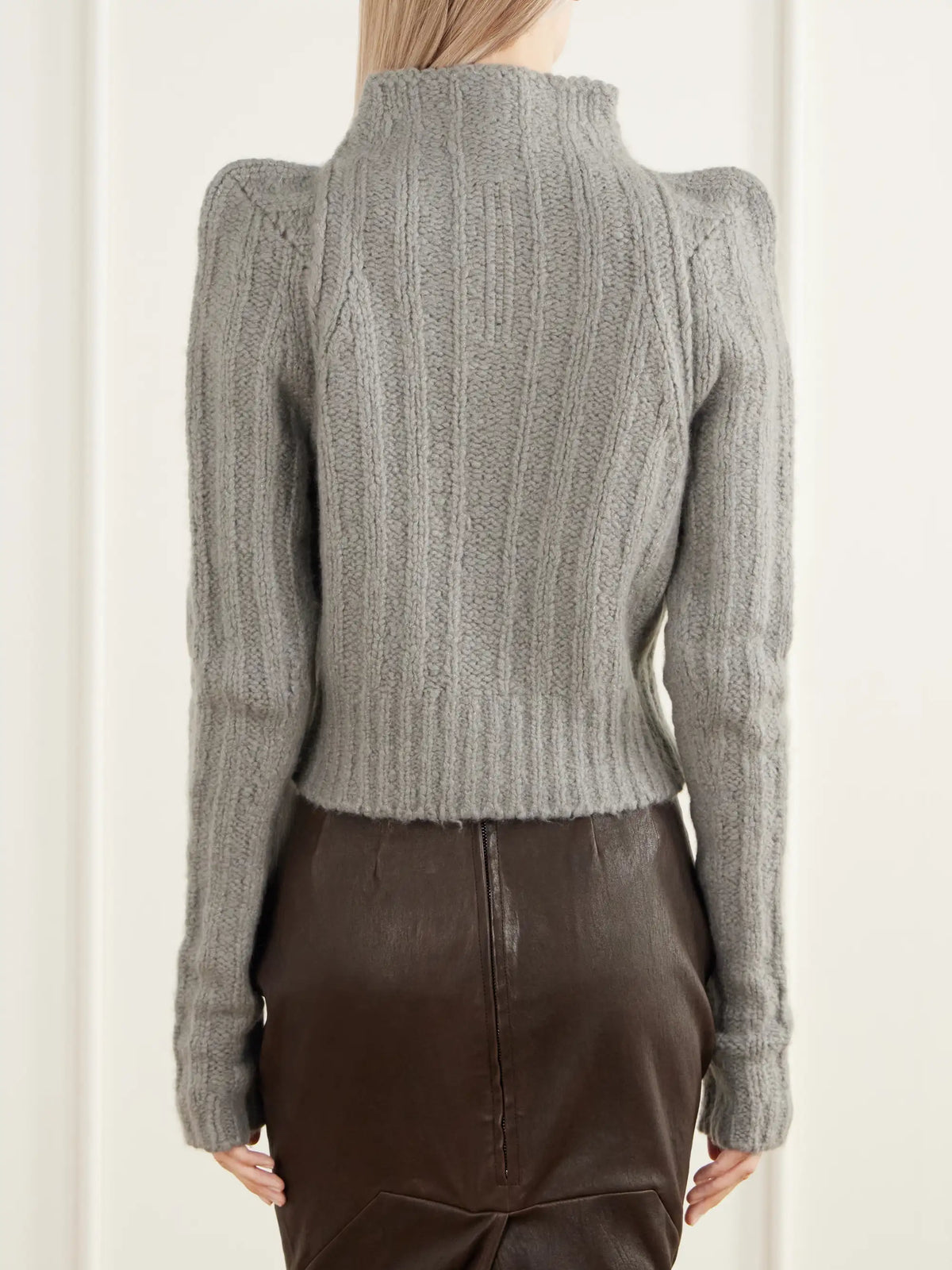 Rick Owens Cropped Ribbed Cashmere And Silk-blend Turtleneck Sweater