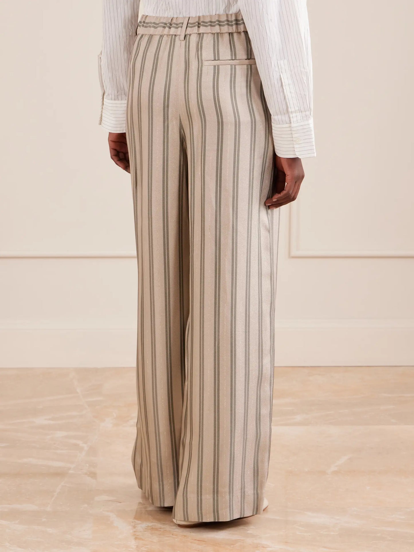 Hudson St Striped Wide-leg Pants