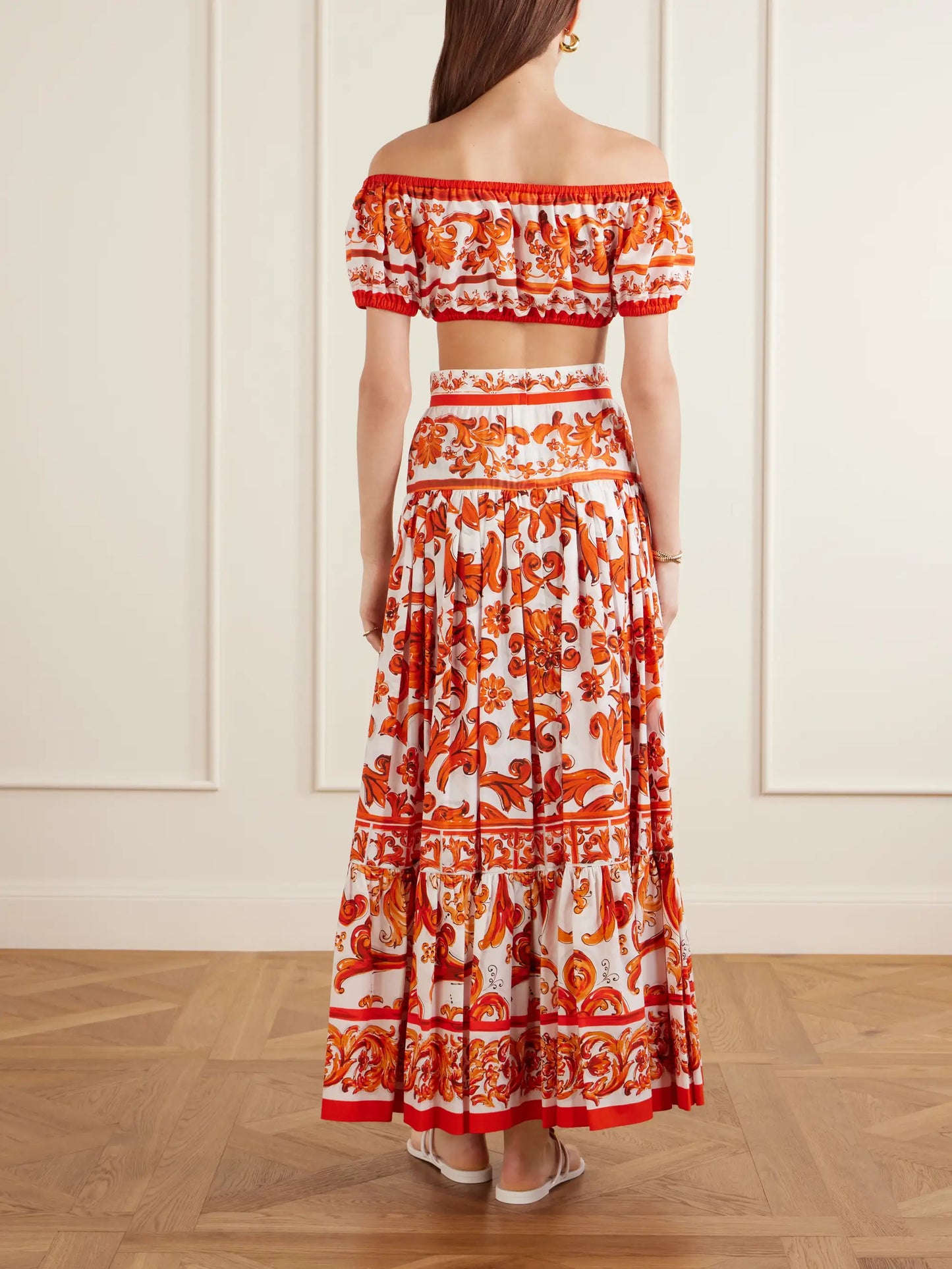 Printed Cotton-poplin Maxi Skirt