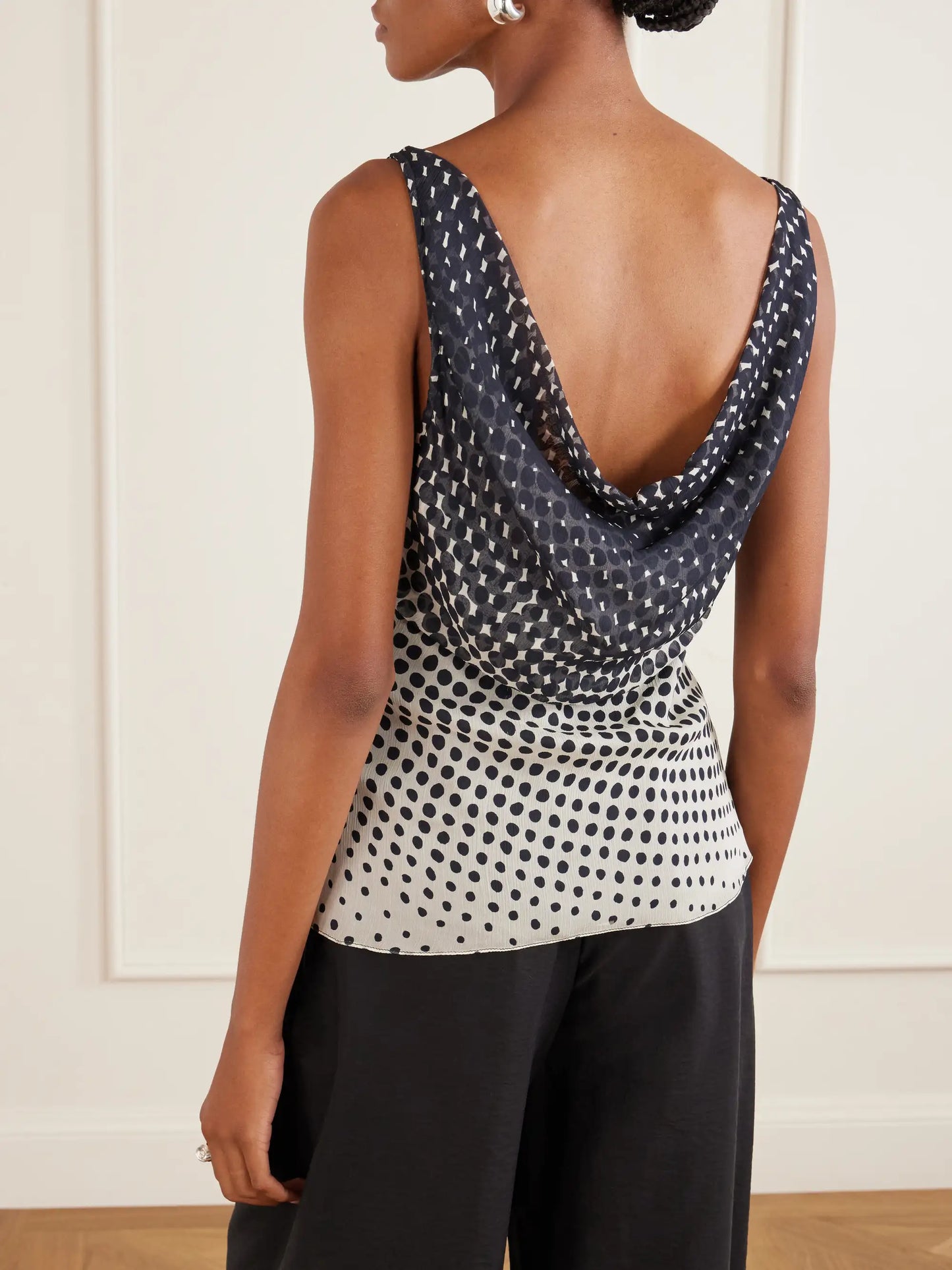 Halftone Wiggle Dot Printed Crinkled-chiffon Top