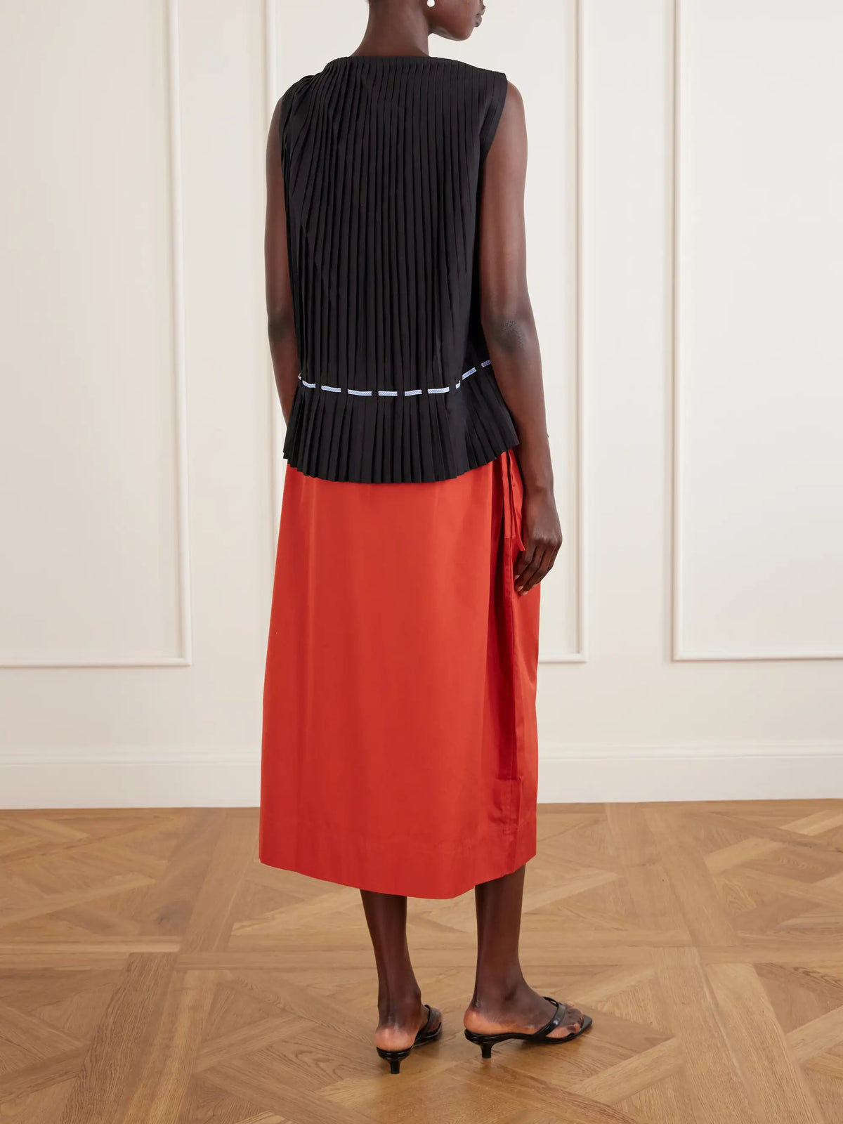 Belted Pleated Poplin Blouse