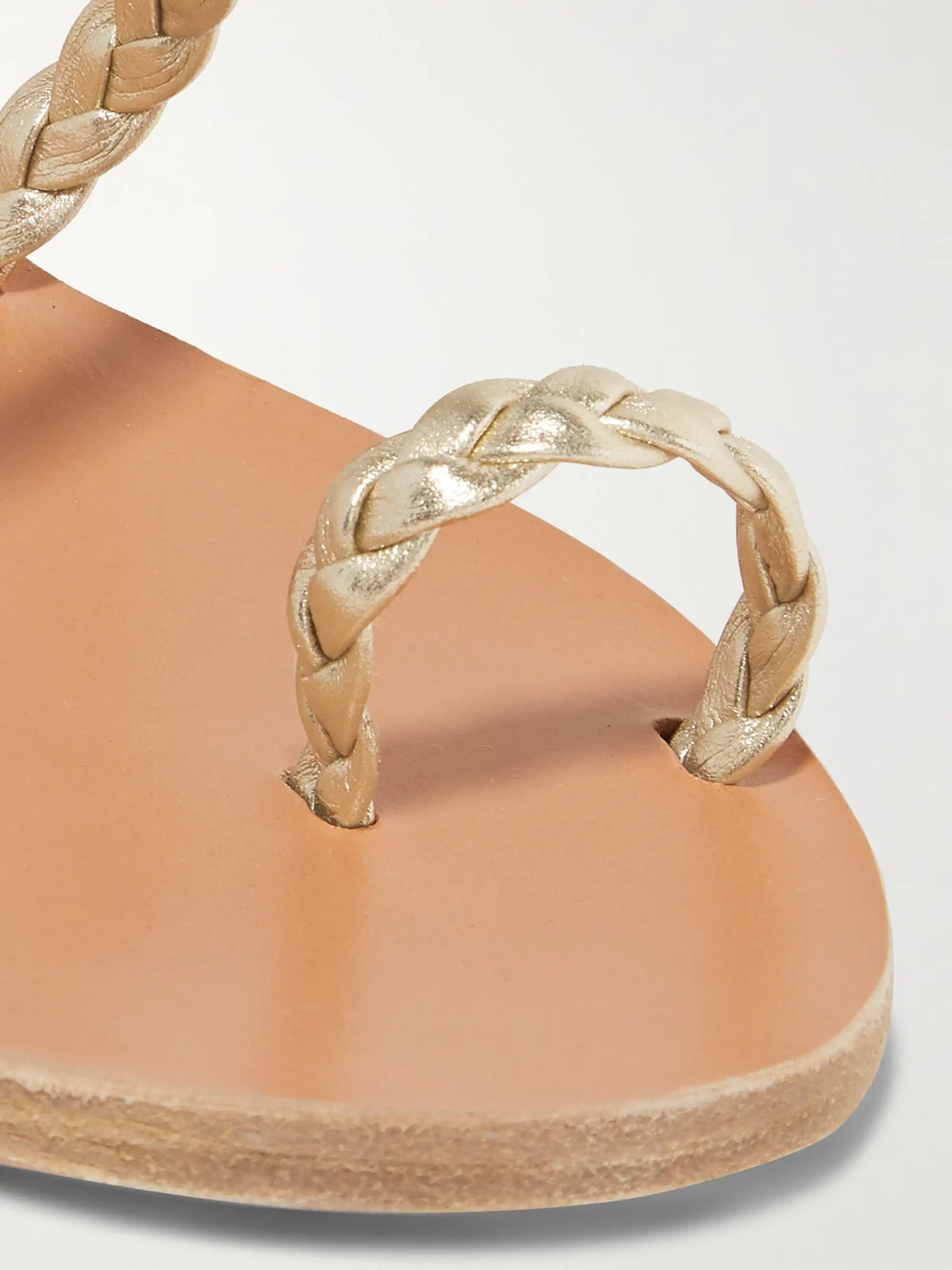 Ancient Greek Eleftheria Braided Metallic Leather Sandals