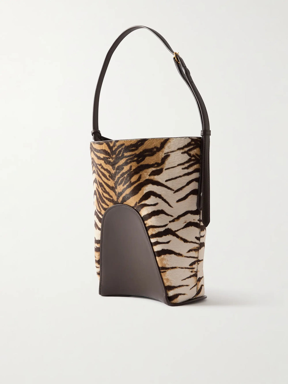 Hip Small Leather-trimmed Tiger-print Calf Hair Tote