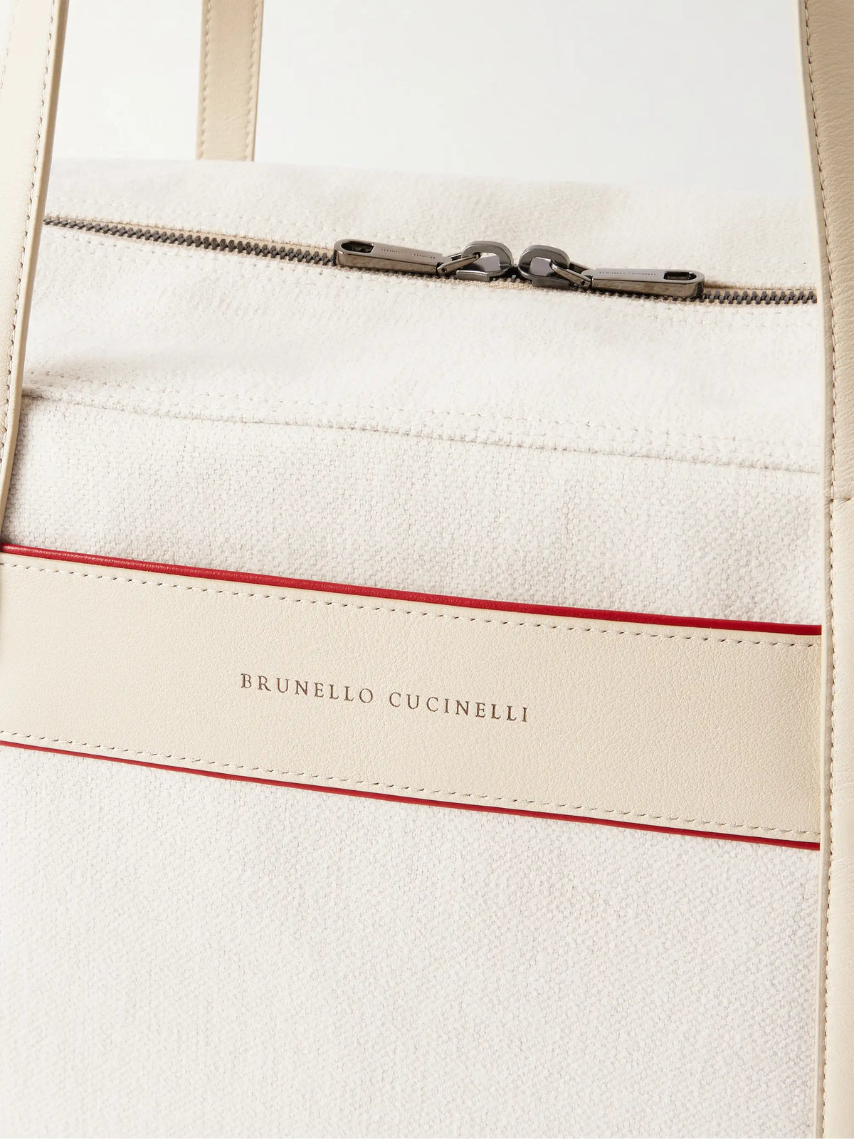Leather-trimmed Canvas Tennis Bag