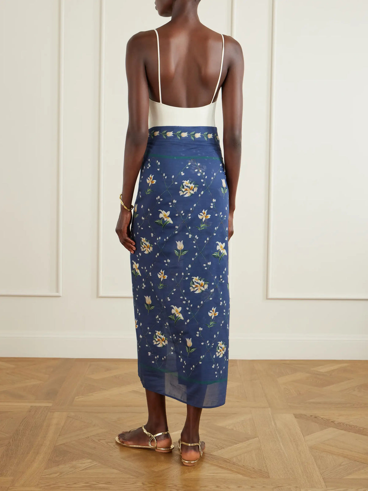 Floral Print Wrap Cotton And Silk-blend Coverup