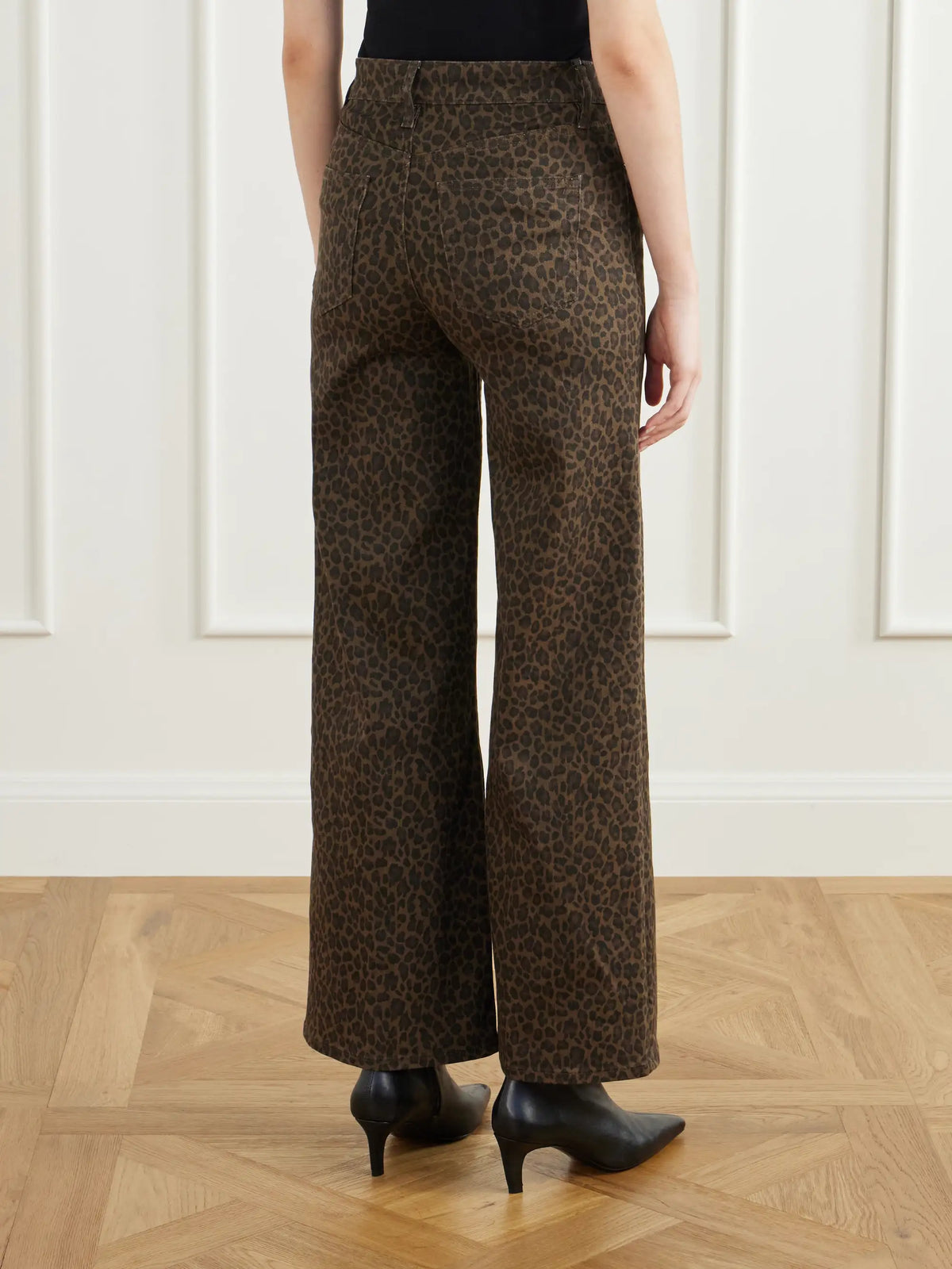 FRAME Le Slim Palazzo Leopard-print High-rise Flared Jeans