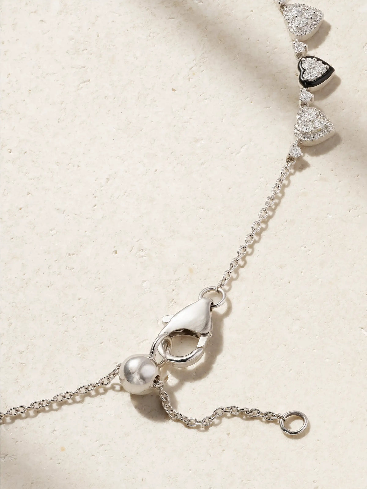 Heart 18-karat White Gold, Diamond And Enamel Choker