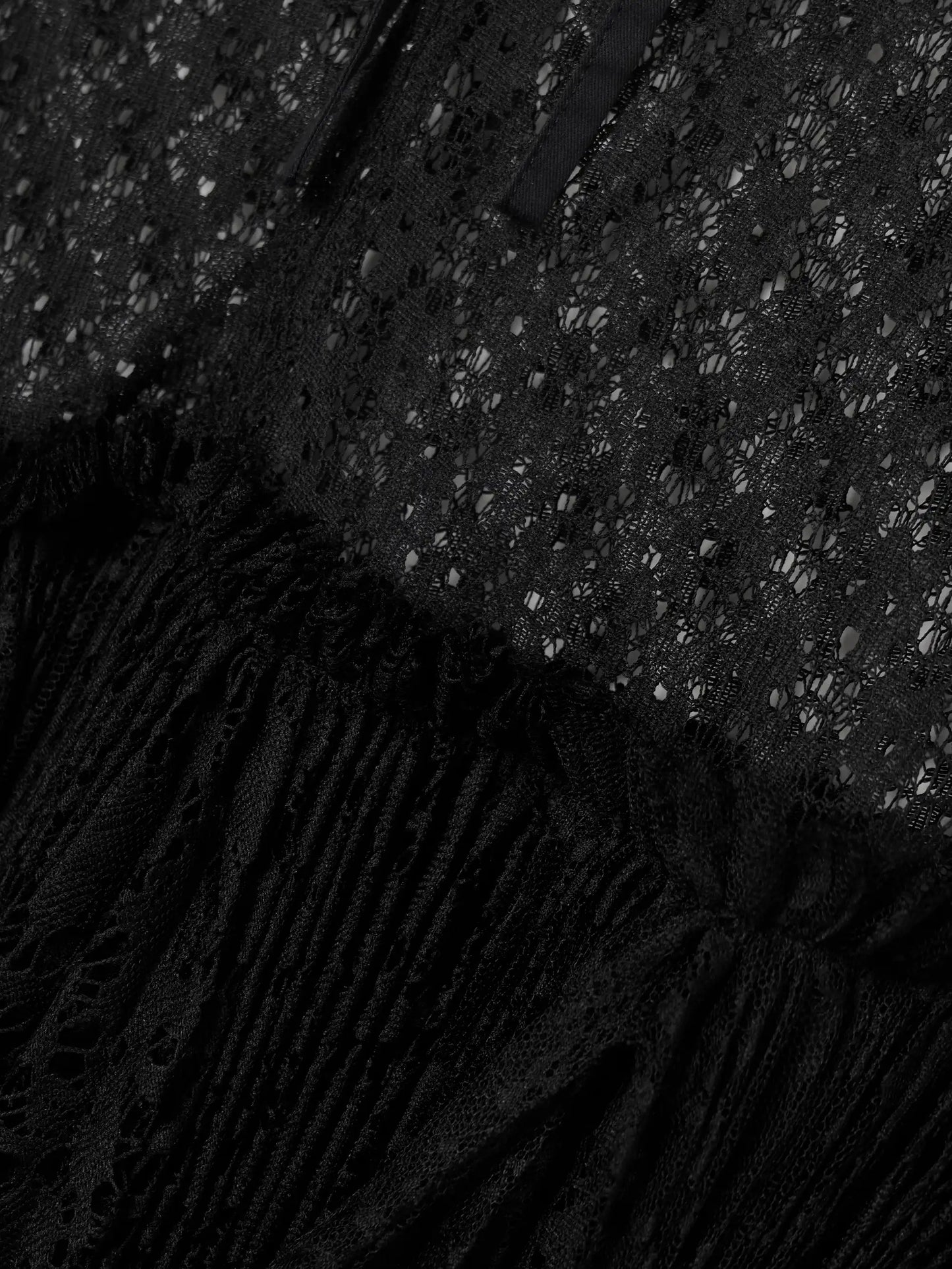Layered Cutout Pleated Lace Maxi Dress