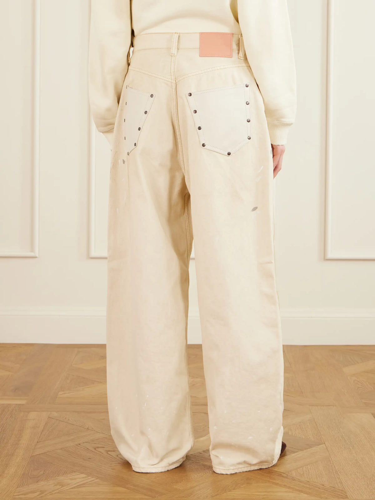 Acne Studios 2023 Distressed Low-waist Leather-trimmed Jeans