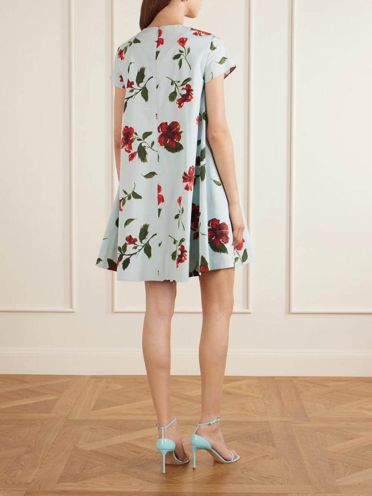 Oscar de la Renta Floral-print Cotton-blend Poplin Mini Dress