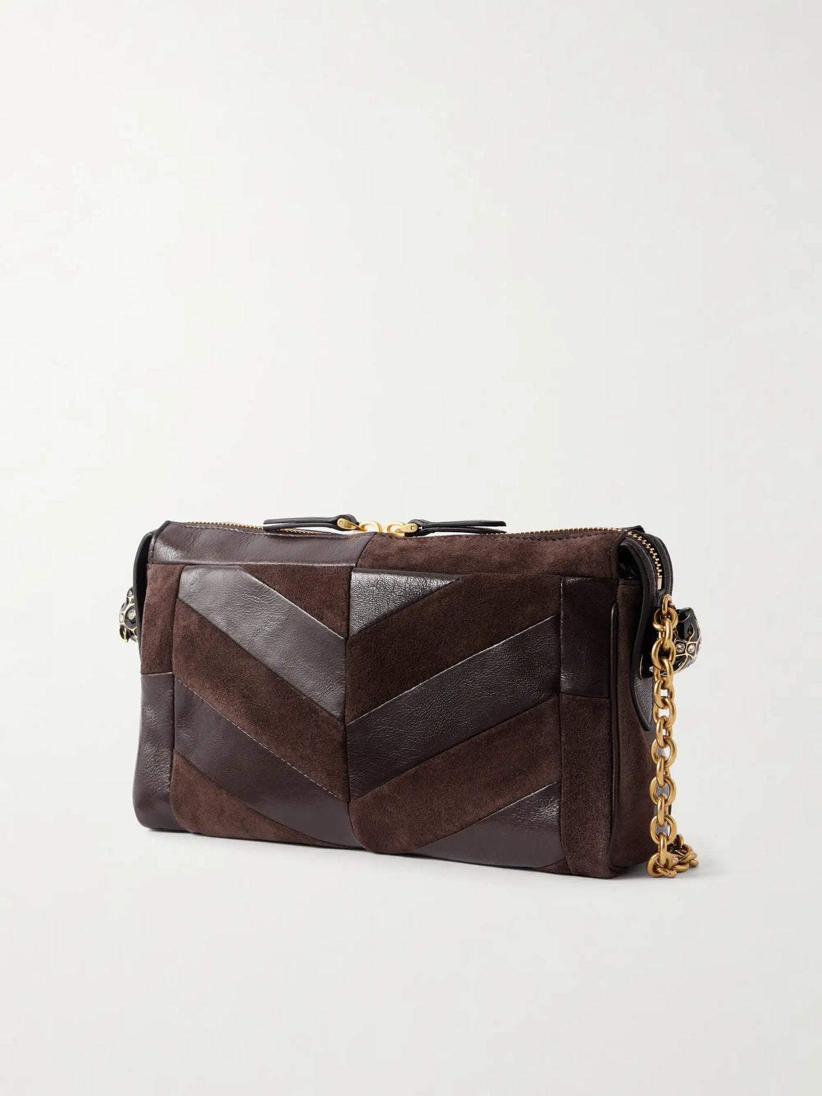 Panthea Small Patchwork Leather And Suede Shoulder Bag