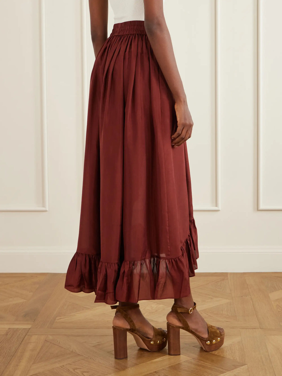Zimmermann Aster Ruffled Silk Maxi Skirt