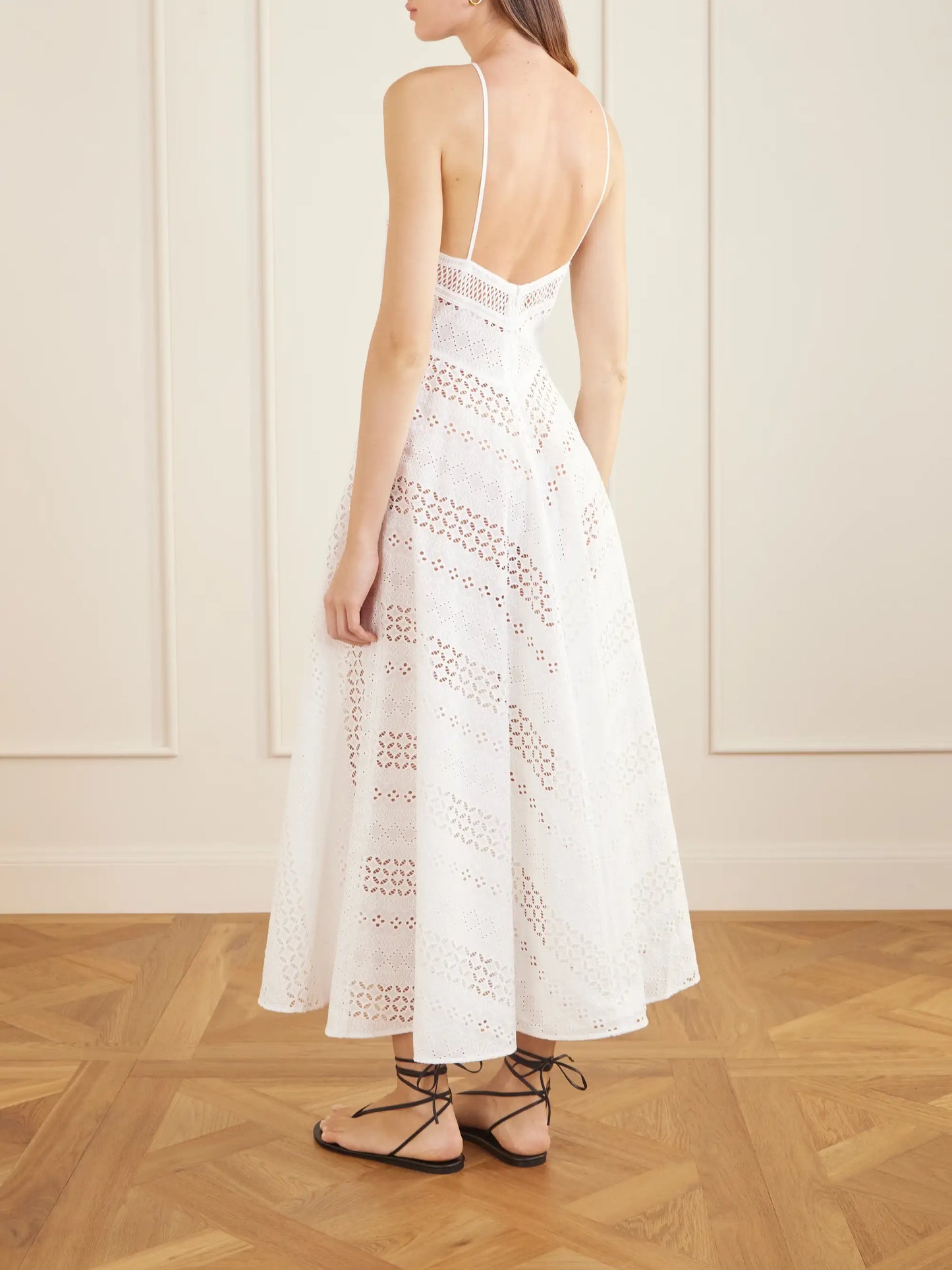 Castiglione Broderie Anglaise Cotton Halterneck Midi Dress