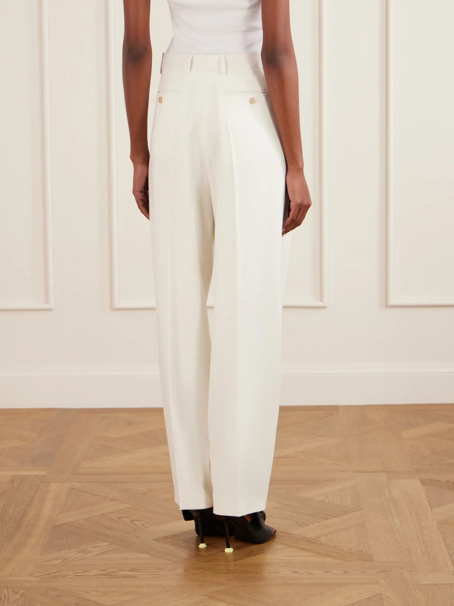 Pleated Grain De Poudre Wool And Mohair-blend Wide-leg Pants